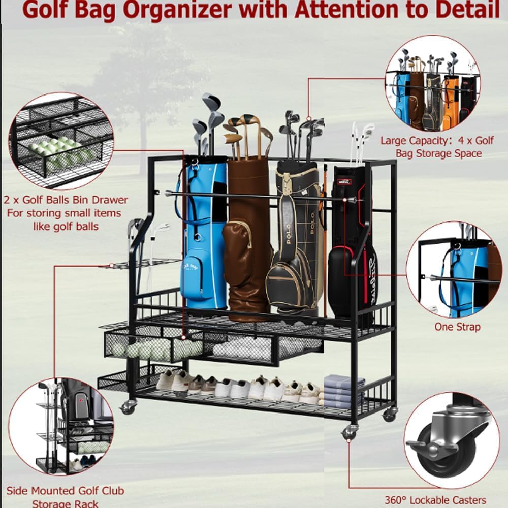 Golf Equipment Garage Organizer - Support de rangement pour sacs de